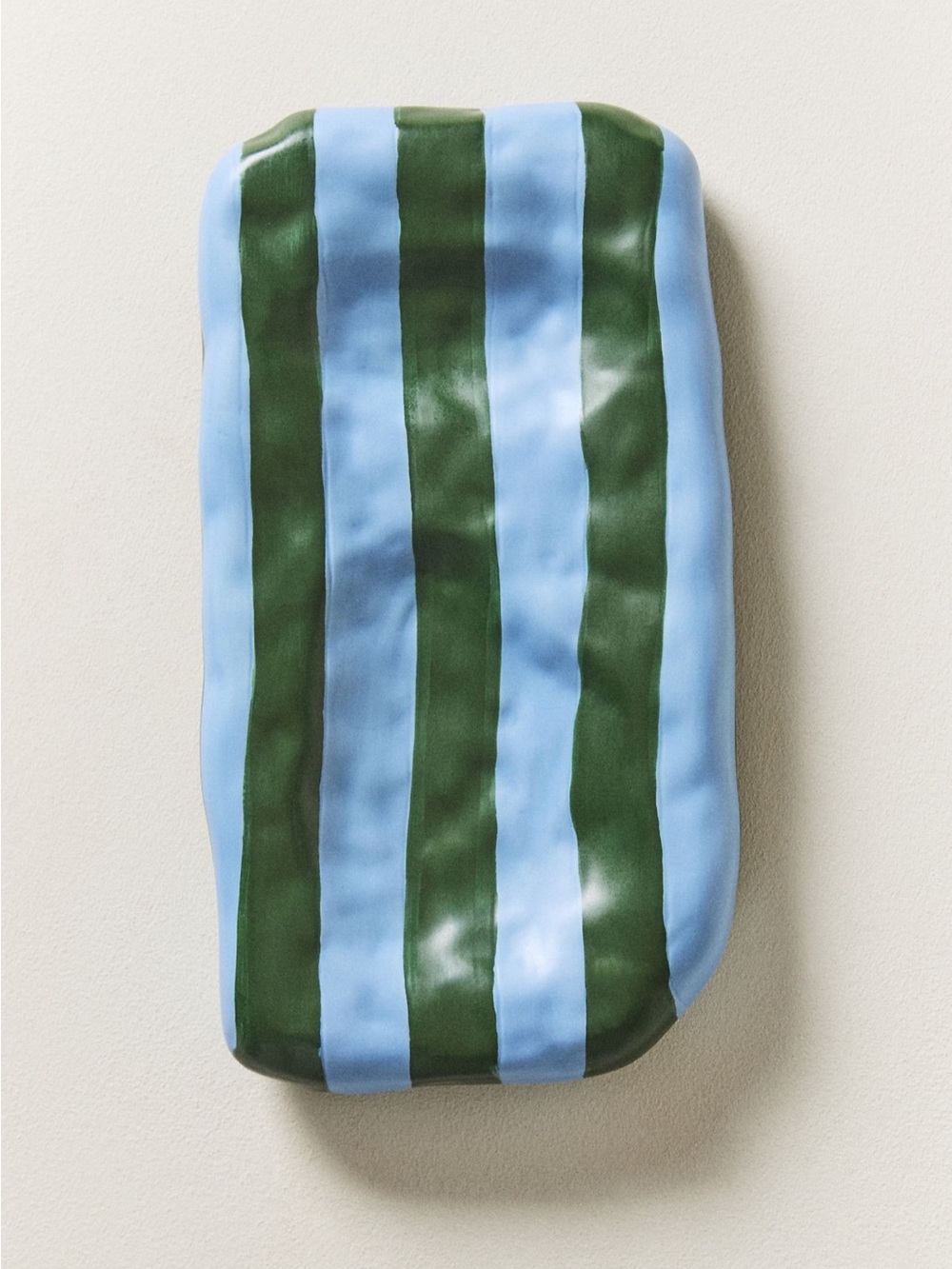 NIB Anthropologie Maya Eline Leroy Striped Ceramic Trinket Dish - Blue/Green